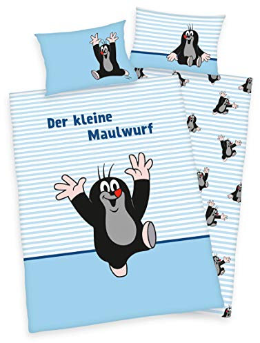 Der kleine Maulwurf Bettwäsche 40x60 + 100x135cm 100% Baumwolle mit Reißverschluss