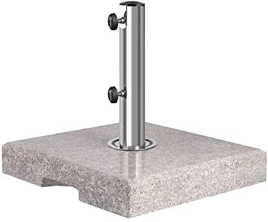 Sekey Pied de Parasol Haute qualité Granite Socle Support pour Parasol jusqu'à 22-38 mm Carré Gris 25 kg