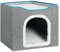 BRIAN & DANY Casa para Gatos Plegable y Lavable a Máquina, Cubo de Gato con Rascador para Gatos y Bola Mullida, 40 x 40 x 32 cm, Gris