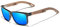KINGSEVEN Design Holz Polarisierte Rechteckige Sonnenbrille für Herren, Walnuss-Holzrahmen Verspiegelte Brille zum Fahren W5508 (Blau)