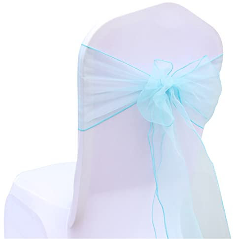 Anawakia 25 Stück Organza Stuhlschleifen Stuhl Band Schleife Organza Stuhl Band Stuhlschleifen Stuhl Schärpen für Hochzeit Bankett Geburtstagsfeier Dekoration (Hellblau)