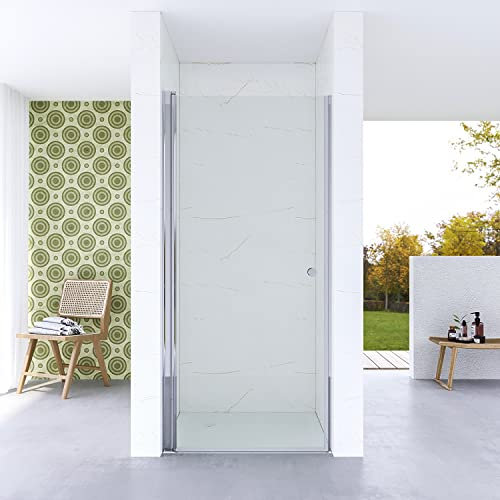 Duschtür Glas in Nische 100 x 187 cm Nischentür Dusche Nischendrehtür rahmenlose Duschkabine Duschabtrennung Duschwand Glas ohne rahmen Innen- und Außenöffnung Hebe-Senk-Funktion Ebenerdige Montage