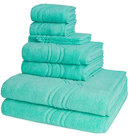 Ross - 8 teiliges Frottier-Set - Cashmere Feeling (2 X Wasch- 2 X Gäste- 2 X Dusch- 2 X Handtuch im Set) - 520 g/m2 - Baumwolle - Walkfrottee - saugstark - weich und flauschig - Bleached Aqua