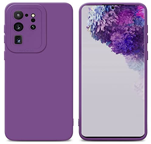 Cadorabo Hülle kompatibel mit Samsung Galaxy S20 Ultra Schutzhülle TPU Silikon Case Liquid Design mit Kameraschutz Slim Kratzfest Weiche Gummi mit Rundumschutz Case Hülle für Galaxy S20 Ultra in Lila
