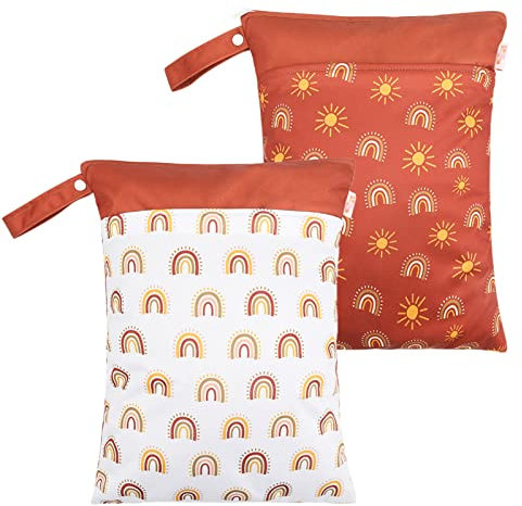 SEAUR Stoffwindeltaschen 2 Stück wasserdichte Nasstasche mit Reißverschluss Wiederverwendbare Windeltasche für Babywindeln Kleidung Farbe 7