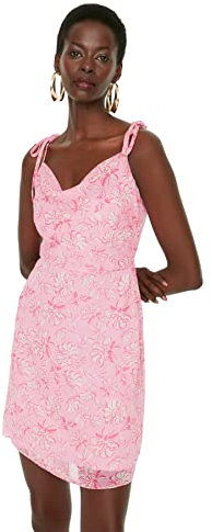 Trendyol Femme Robe tissée midi Basique Coupe régulière, Rose, 66