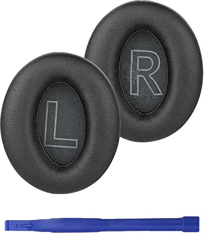 Adhiper Q20 Ohrpolster Kompatibel mit Anker Soundcore Life Q20 Kopfhörer,Protein-Leder Noise Cancelling Earpads,Ersatzteile Kopfhörer Earmuff Pads(Schwarz)