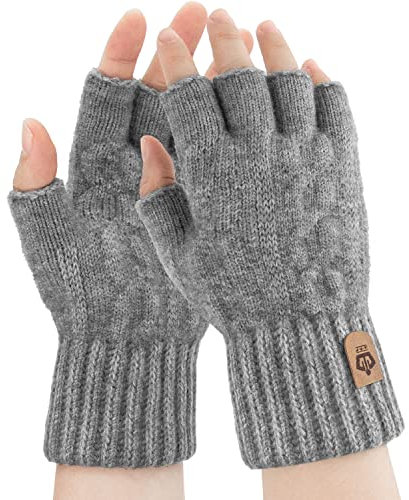 ARFNKIM Fingerlose Handschuhe Herren, Winter Warm Sport Touchscreen Strickhandschuhe für Arbeiten Wandern Camping Laufen Radfahren Fahren für Herren und Damen