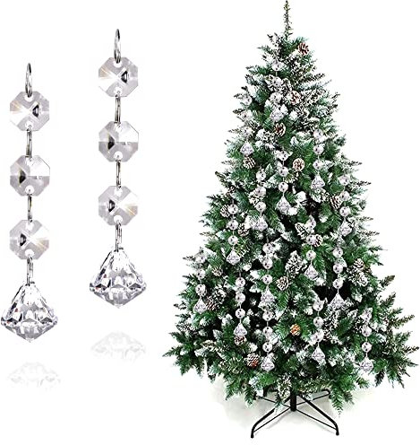 Volsha 15 ornamenti da appendere all'albero di Natale, prisma di cristallo in vetro, per lampadari, lampade a goccia, decorazioni perfette per albero di Natale (diamante, 15 pezzi)