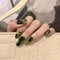 Cimenexe Square Press on Nails Grüne künstliche Fingernägel Schwarze Nagelspitzen Muster Mittelgroße Fingernägel Vollständige Abdeckung Acrylnagelmuster Coffin für Frauen und Mädchen 24 Stück