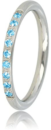 My Bendel - Feiner Stapelring Silber mit blauen Steinen- Stylischer Ringe für Damen mit Zirconia Steinen - Mehrere Farben und Größen - Stapeln Ringe - mit Luxuriösen Geschenkverpackung