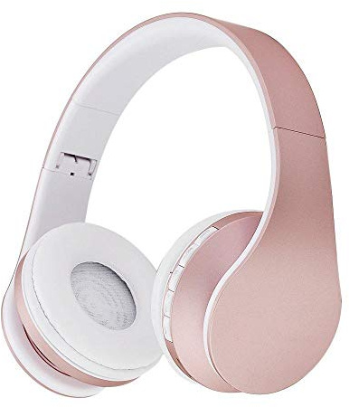ADITAM Cuffie Bluetooth Senza Fili Auricolare Basso Stereo Oro Rosa Cuffie Grandi con Microfono TF FM Cuffie Wireless con cancellazione del Rumore Double The Comfort