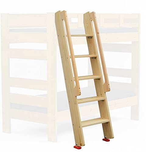 Bettleiter 5 Stufen Etagenbetttreppe mit Handläufen, Kletterleiter für Etagenbett, Bettrahmenleiter aus Massivholz, Anti-Rutsch-Füße & Haken Erhältlich