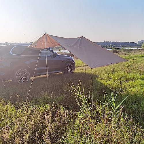 Camping Markise für Auto, 300 x 200 cm Wasserdicht Vorzelt Sonnensegel mit keder, Sonnensegel für Wohnwagen SUV Bus (Khaki)
