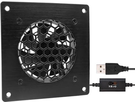 iYueMps USB Fan 120mm Fan 3-speed adjustable 5V / 0.3A USB fan Cooling Radiator with Black Metal Panel frame for home theater AV cabinet cooling