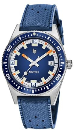 Lip Armbanduhr Nautic 3 – Automatik 39 mm – Gummi blau