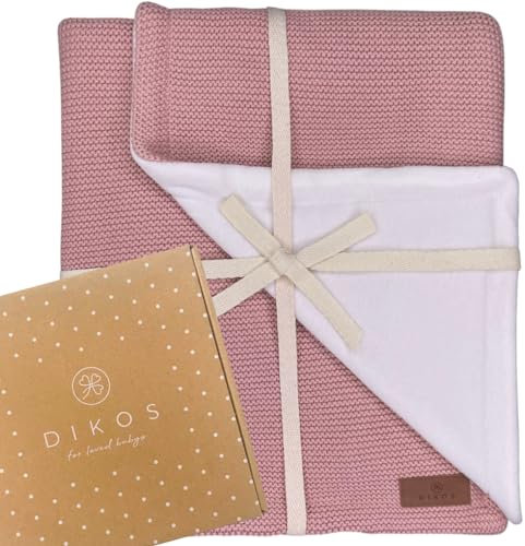 DIKOS® warme Babydecke Winter Altrosa | Baumwolle/Velours Oeko-TEX | kuschelige Winterdecke Kinderwagendecke für Baby Mädchen | Erstausstattung Neugeborenen Decke | hochwertiges Geschenk zur Geburt