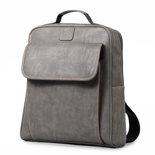 Sasi Kedi Cloud Grey Vegan Laptop Backpack – 14 Inch Convertible Crossbody & Work Bag for Women & Men, Lightweight & Stylish Urban Rucksack