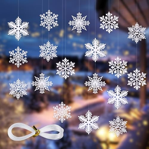 25 fiocchi di neve bianco 25 pezzi fiocchi di neve decorazione natalizia bianca 10 cm fiocchi di neve da appendere in plastica fiocchi di neve albero di Natale da appendere