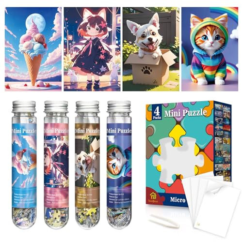 Mini-Puzzles für Erwachsene, 150 Teile (4 Packungen), kleines Puzzle, herausforderndes Mikro-Puzzle, schwierig, kleines Puzzle, Heimdekoration, Unterhaltung, 6 x 4 Zoll(15 x 10 cm) (4 Pack-7)