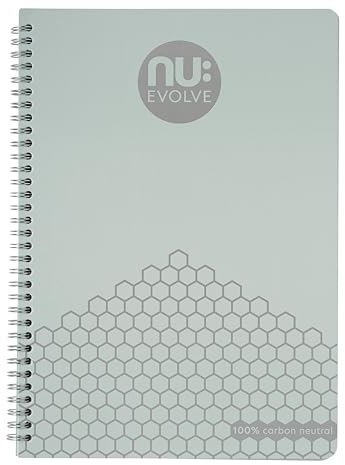 NU: A4 Wire Bound Notebook | 100% Carbon Neutral | 120 Pages, 80gsm Recycled Paper | Eco-Friendly | Sustainable Stationery | Evolve Neutral Range