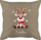 Kissen 50x50 - Weihnachtskissen Christmas Geschenke - Süßes Rentier mit Name Wunschtext - 50 x 50 cm - Beige - Weihnachts Weihnachten weihnachtsmotive weihnachtliche weihnachtlich personalisierte