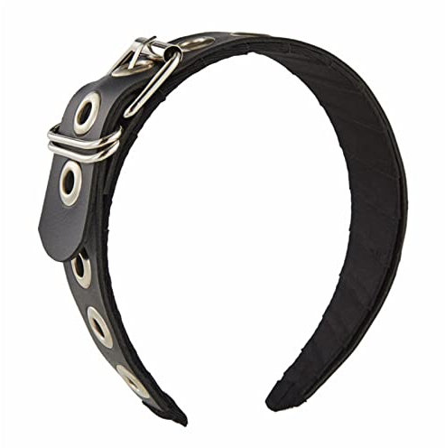 Punk Stirnband Leder Schnalle Stirnband PU Leder Stirnband Metallschnalle Gothic Tiaras PU Leder Kopfschmuck Rock Stirnband Leder Schnalle Stirnband