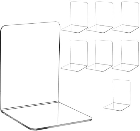 Otauoaea Lot de 8 Serre Livres en Acrylique Transparent, Cale Livre Serre Livre Original Serre-Livres pour Chambre à Coucher, bibliothèque, Bureau, école et Bureau