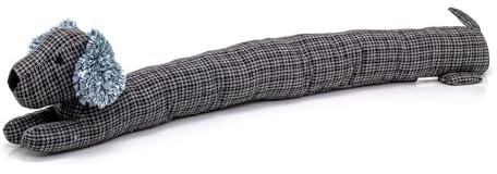 Carousel Home Herringbone Dachshund Draught Excluder | Fabric Sausage Dog Draft Excluder Animal Door Draught Excluder | Draught Excluder For Doors Door Draught Cushion - Black