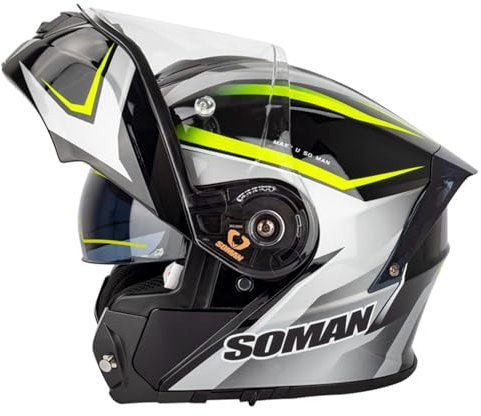 Klapphelm Motorradhelm Motorrad Helm mit Anti-Fog-Doppelvisier Motocross Integralhelm ECE/DOT Zertifiziert Rollerhelm Vollvisierhelm Racing Sturzhelm für Erwachsene Männer und Frauen 5,4XL