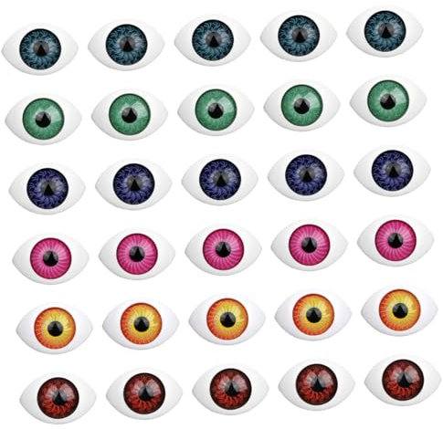 VILLFUL 100pcs Simulated Eyes Pendant Making DIY Doll Eyes Flat Beads Eyeballs for Halloween Half Oval Doll Eyes Stuffed Animal Toys Eyes Accessories Animatronics Scary Eyes Me Small Glass