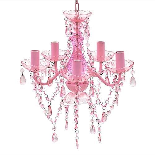 Lechnical Lampadario in Cristallo con 5 Lampadine Rosa,Illuminazione,Impianti di Illuminazione,Lampadari-240310