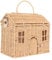 RXMORI Rattan-Haus-Aufbewahrungskorb mit Deckel, Handgewebte Rattan-Tasche, Hausform, Tragbarer Griff, Verstellbarer Riemen, Rattan-Umhängetasche, Dekorativer Handgewebter Regal-Organizer, Foto-Requ