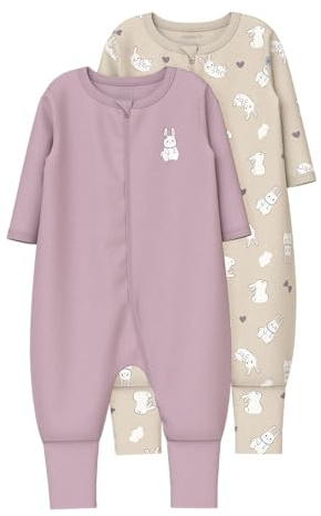 Name it baby Damen Nbfnightsuit 2P Zip Ff Rabbit Noos, Summer Sand, 86 (2er Pack)