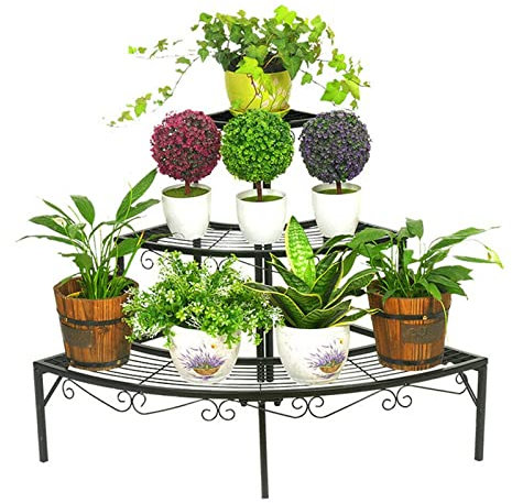 CCYENG Soporte para Plantas Estante para Flores para balcón, Estante para macetas en Forma de Abanico, Estante para Flores Escalonado, Estante para Plantas en Maceta
