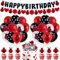 Marienkäfer Geburtstag Deko, 43 Stücke Party Dekoration Mit Happy Birthday Banner, Tortendeko, Schwarz Rot Polka Punkte Latex Ballons für Thema Party
