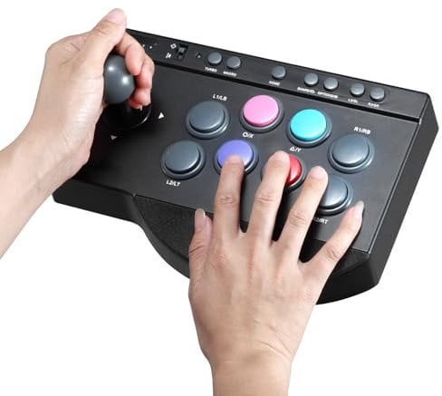 Dpofirs for PS3 Fight Stick Joystick for Android TV Box, Switch, Win 7 8 10 PC with & Macro Functions, 8 Large Buttons