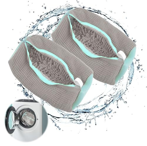 Yuragim Wäschenetz Wäschesack für Schuhe Sneaker, 2 Stück Wäschenetz Schuhe Waschmaschine Schuh Groß für Sneaker/Socken/BHs Multi Schutz Wäschenetz Wäschebeutel für Waschmaschine Reise Apartment(Grau)