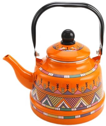 Baoblaze Emaillierter Teekessel, Teekanne, Emaillegeschirr, leichtes Teegeschirr, 1700 ml, Wasserkrug, Kochtopf für Wohnzimmer, Haushaltsdekoration, Orange