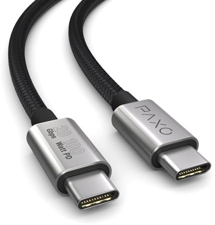 PAXO 0,2cm 100W USB C vers C Câble écran USB 3.2 Gen2x2 20 Gbps supporte la vidéo 4k @ 60 Hz et PD 3.0 Câble de charge rapide pour MacBook et ordinateur portable, noir