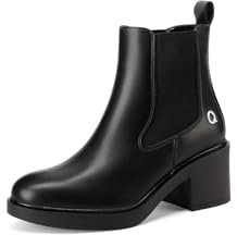 QUEEN HELENA Stivaletti Chelsea Stivali con Tacco Basso Casual Donna X31-83 (Nero, Sistema Taglie Calzature EU, Adulto, Donna, Numero, Media, 35)