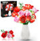 CUBIMANA Blumenstrauß-Bausätze mit Licht - 16 Rosenstrauß botanische Bausteine Spielzeug künstliche Blumen Heimdekoration Valentinstag Muttertag Geburtstagsgeschenke für Erwachsene Mädchen (297 Teile)