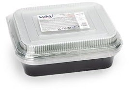 Cuki Professional vaschette alluminio con coperchi ultra-forza, 8 porzioni, laccate, cm32x26xh6 , 1 confezione da 10 pezzi, monouso per forno, microonde, frigo, cottura, conservazione
