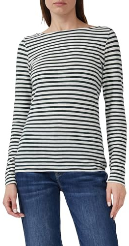 s.Oliver Gestreiftes Langarmshirt aus Flammgarn mit U-Boot-Ausschnitt