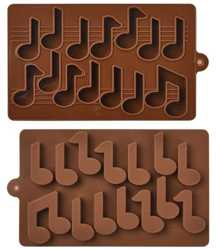 KitBeads Silikonformen mit Musiknoten, Valentinstag, Schokolade, Musik, Fondant, Formen für Harz, Backen, Kuchen, Kerzen, Seifen, Basteln, Dekorationen, 2 Stück