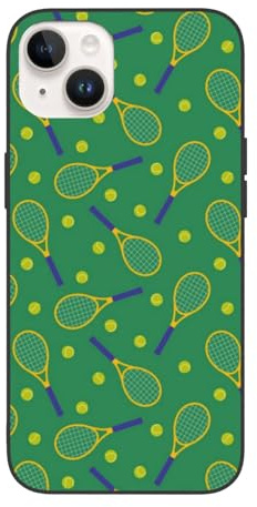 Buewutiry Schutzhülle für iPhone 14, kompatibel mit iPhone 13, 15,5 cm (6,1 Zoll), Tennis-Raketen und Bälle, kompatibel mit iPhone 14 Handyhülle/13, Handyhülle für Damen und Herren, Weiß