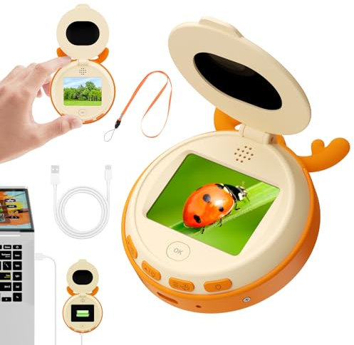 WADEO Microscope Numérique Portable pour Enfants - Écran IPS HD 2 Pouces, Caméra Intégrée, Fonction Photo/Vidéo, Design Portable - Cadeau Éducatif pour Filles et Garçons 4-12 Ans (Noël/Anniversaire)