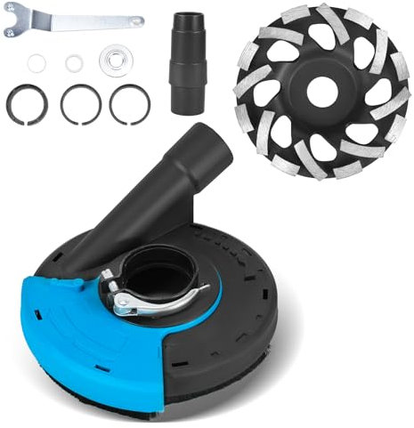 ONEVAN Diamantschleiftopf Set Betonschleifer Universal Absaughaube für Winkelschleifer 125mm - Absaugaufsatz mit Austauschbaren Bürstenkranz, Staubfreies Arbeiten bei Beton, Naturstein, Fliesenkle