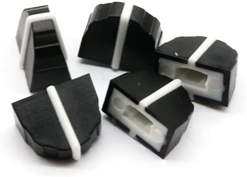 Zhhuoc 10 x schwarze Equalizer-Fader-Kappen, 11 mm x 9 mm Loch, 4 mm Potentiometer, Fader-Drehknöpfe, für E-Gitarre, Bass-Zubehör