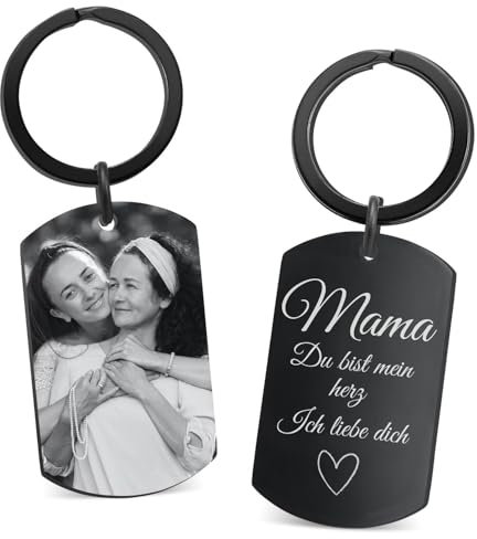 Personalisierter Schlüsselanhänger mit Foto Gravur & Wunschtext – Geschenk mit Bild für Männer & Frauen – Personalisierbares Geschenk für Geburtstag, Jahrestag, Valentinstag, Weihnachten
